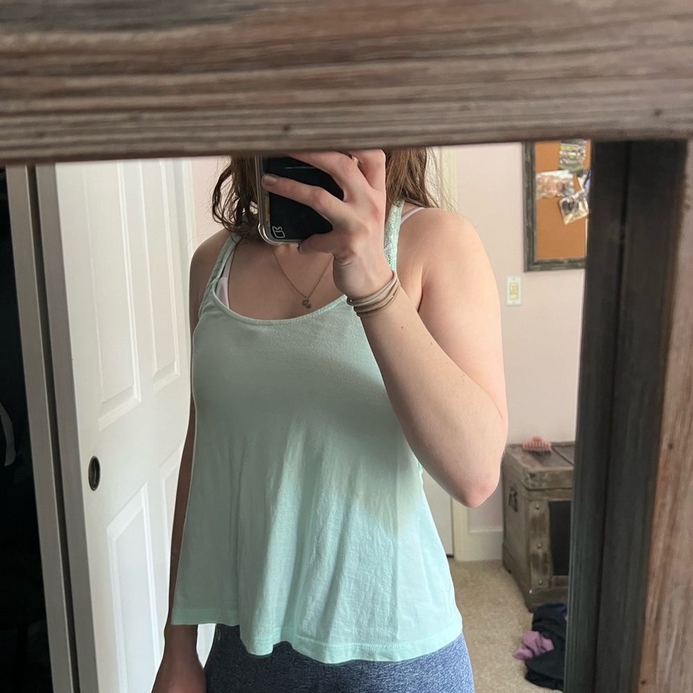 Mint tank top with lace back